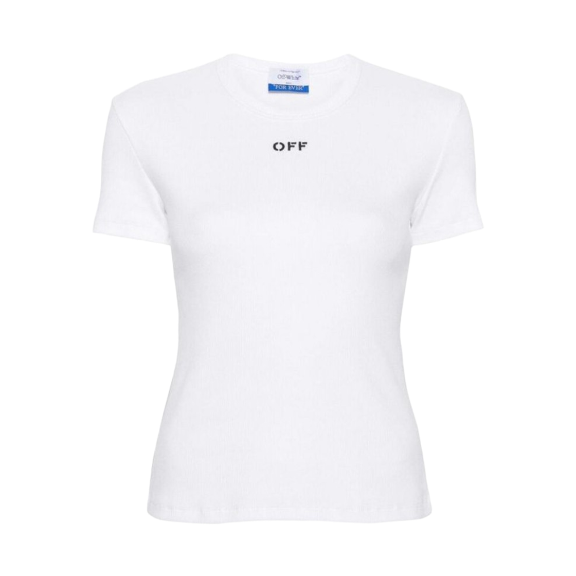 (W) 오프화이트 오프 스탬프 립 베이직 티셔츠 화이트 블랙((W) Off-White Off Stamp Rib Basic T-Shirt White Black)