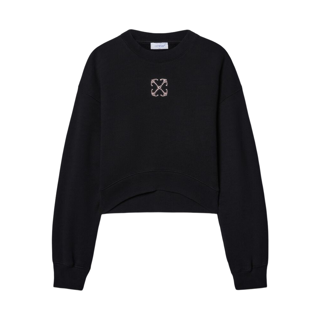 (W) 오프화이트 쥬얼 미니 애로우 크롭 크루 스웨트셔츠 블랙((W) Off-White Jewel Mini Arrow Crop Crew Sweatshirt Black)
