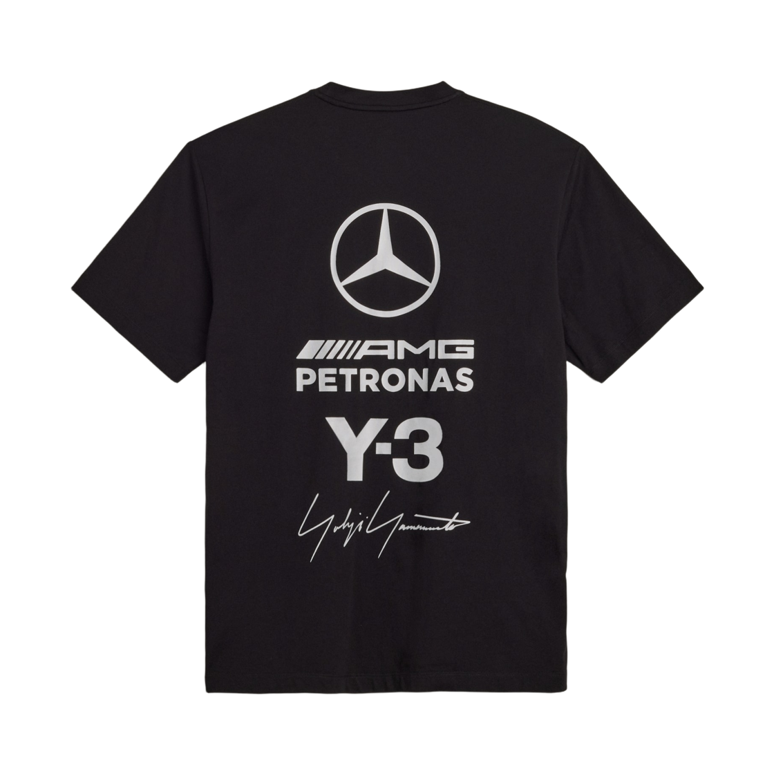 KR2373 Mercedes AMG Petronas x Y-3 F1 Team Logo Stack Short Sleeve T-Shirt Black