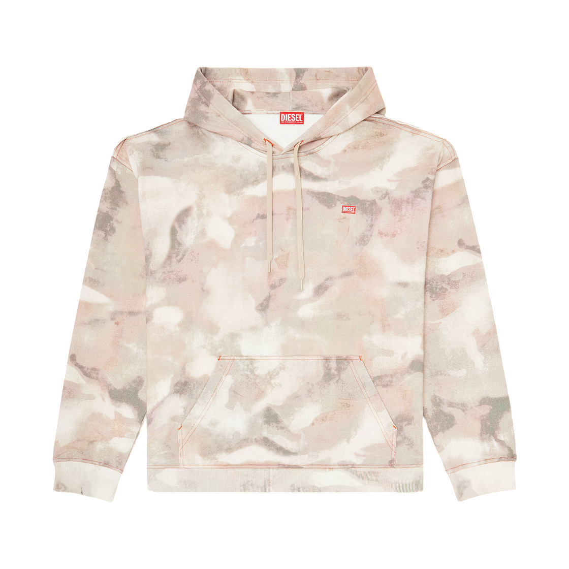 디젤 S-Boxt-후드-V1 후디 카모플라주 프린트 오가닉 코튼 베이지(Diesel S-Boxt-Hood-V1 Hoodie In Camouflage-Print Organic Cotton Beige) - 1
