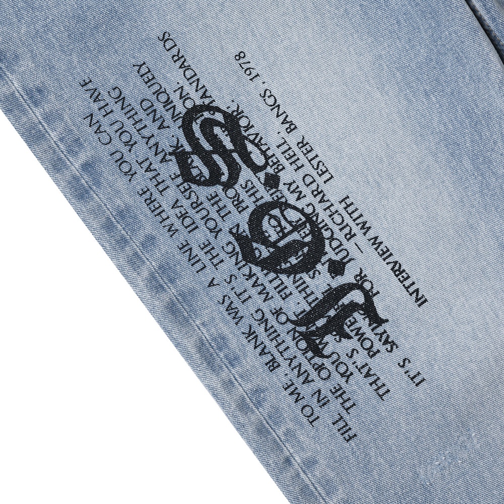 인세인개러지 인세인 레터링 데님 팬츠 - 라이트 블루(INSANE GARAGE Insane Lettering Denim Pants_Light Blue) - 3