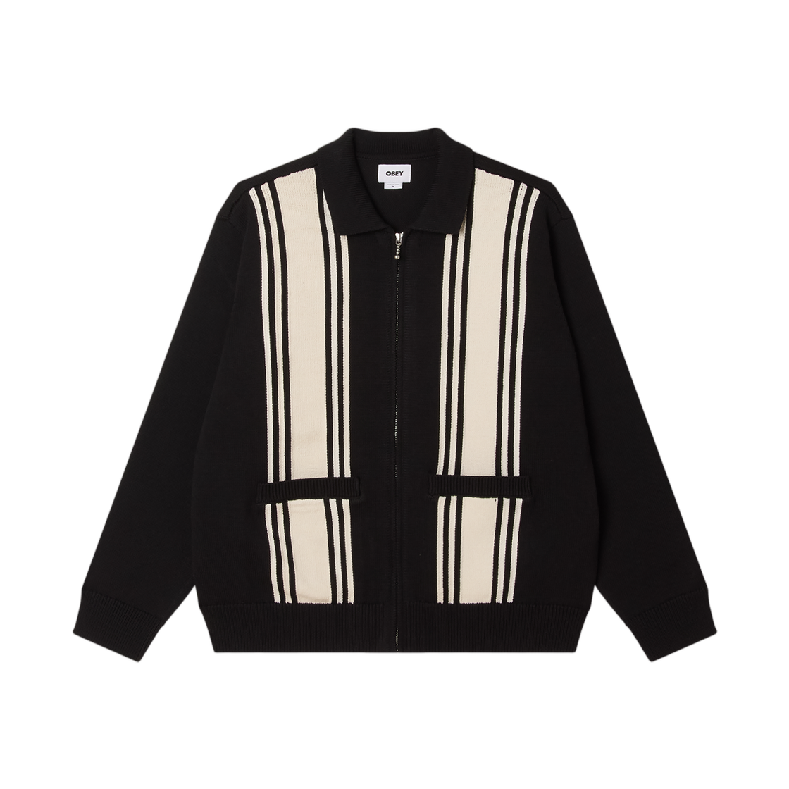 오베이 매트 집 업 스웨터 블랙 멀티(Obey Matt Zip Up Sweater Black Multi)