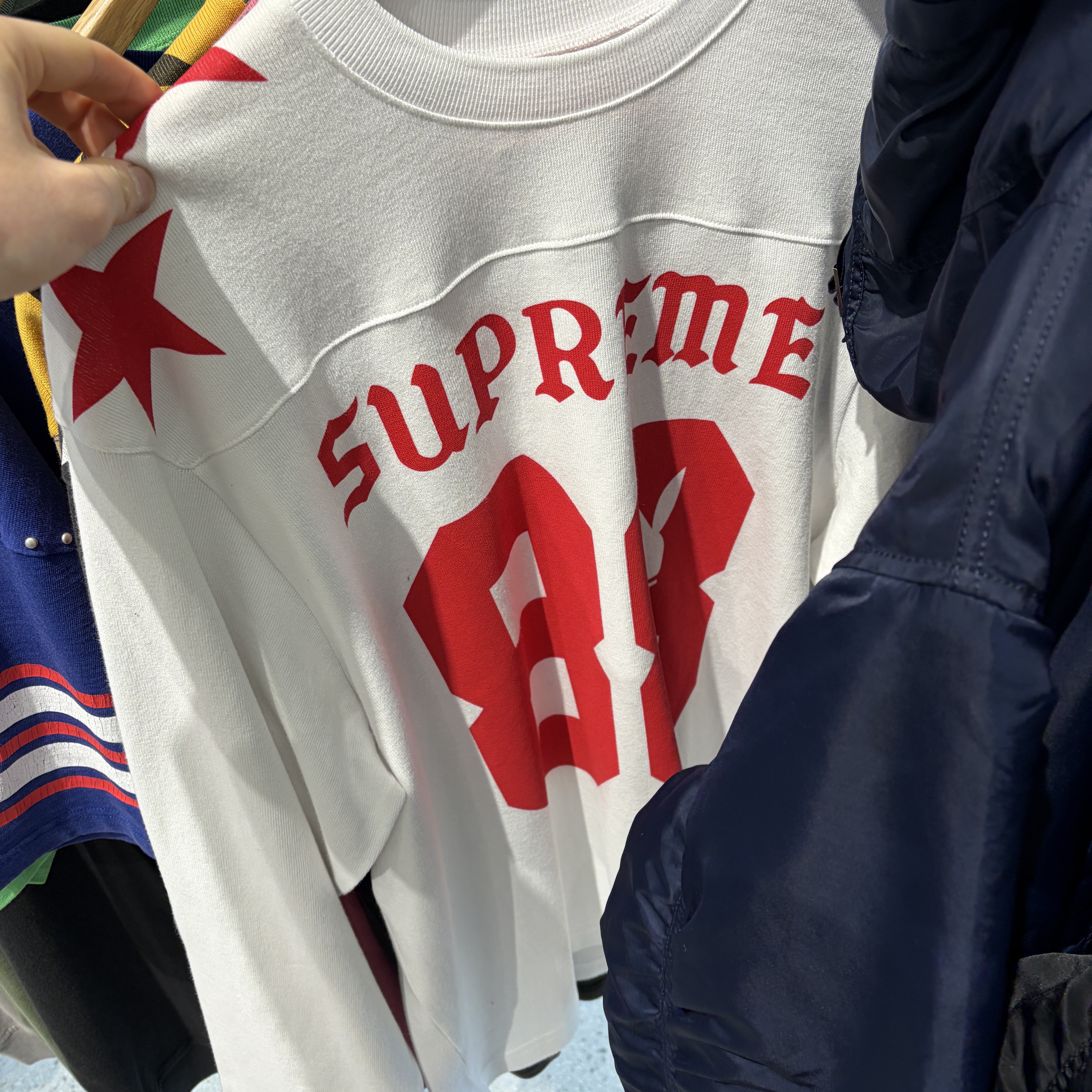 Supreme x Playboy L/S Football Top White - 26SS 착용 스타일