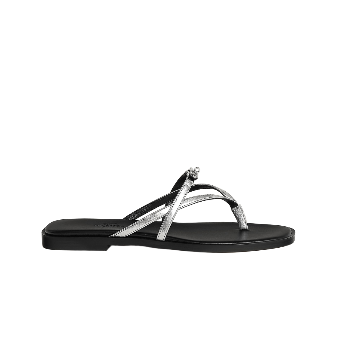 H261039Z52 (W) Hermes Miss Sandal Goatskin & Gris Argente