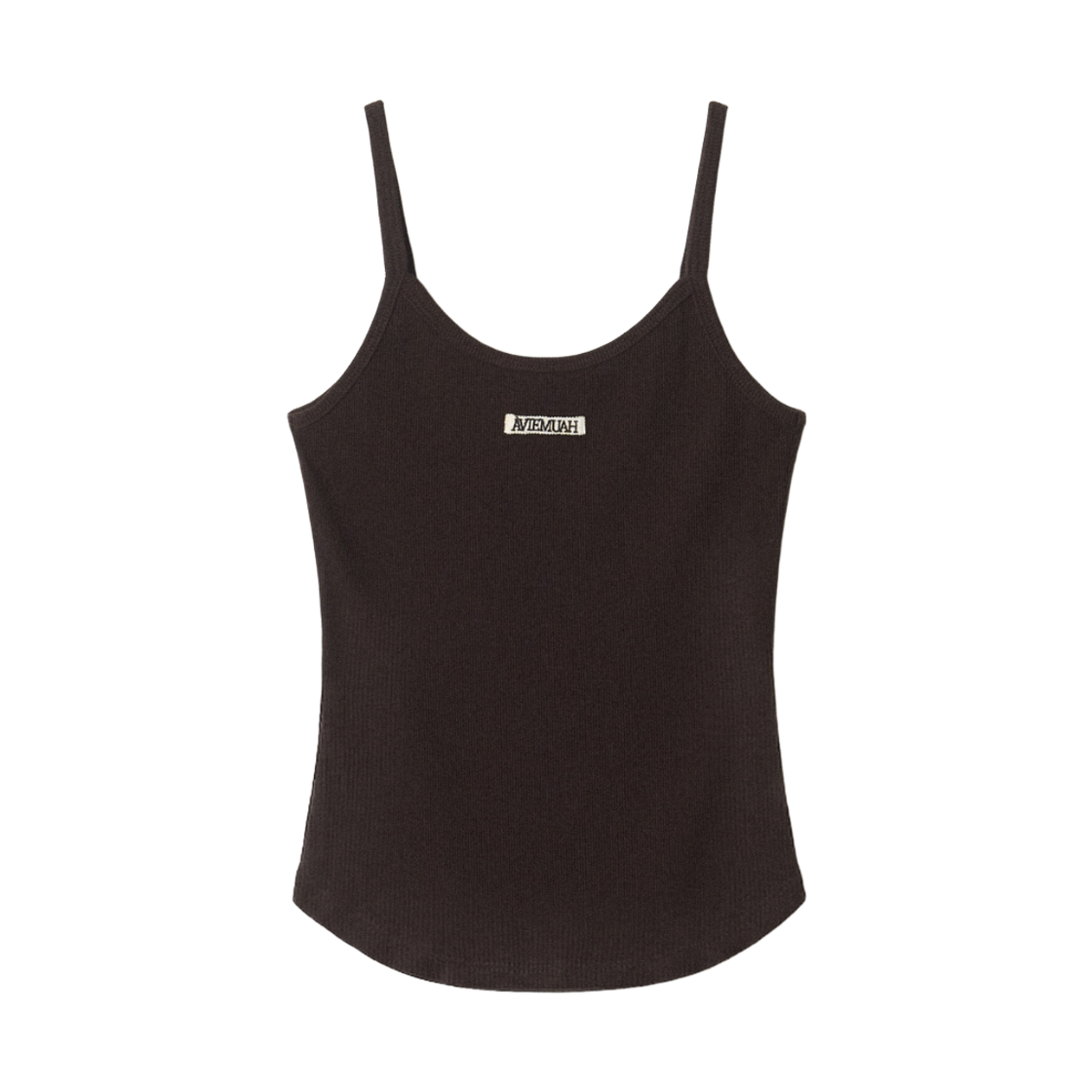 (W) 아비에무아 에센셜 립드 슬리브리스 탑 브라운((W) Aviemuah Essentials Ribbed Sleeveless Top Brown)
