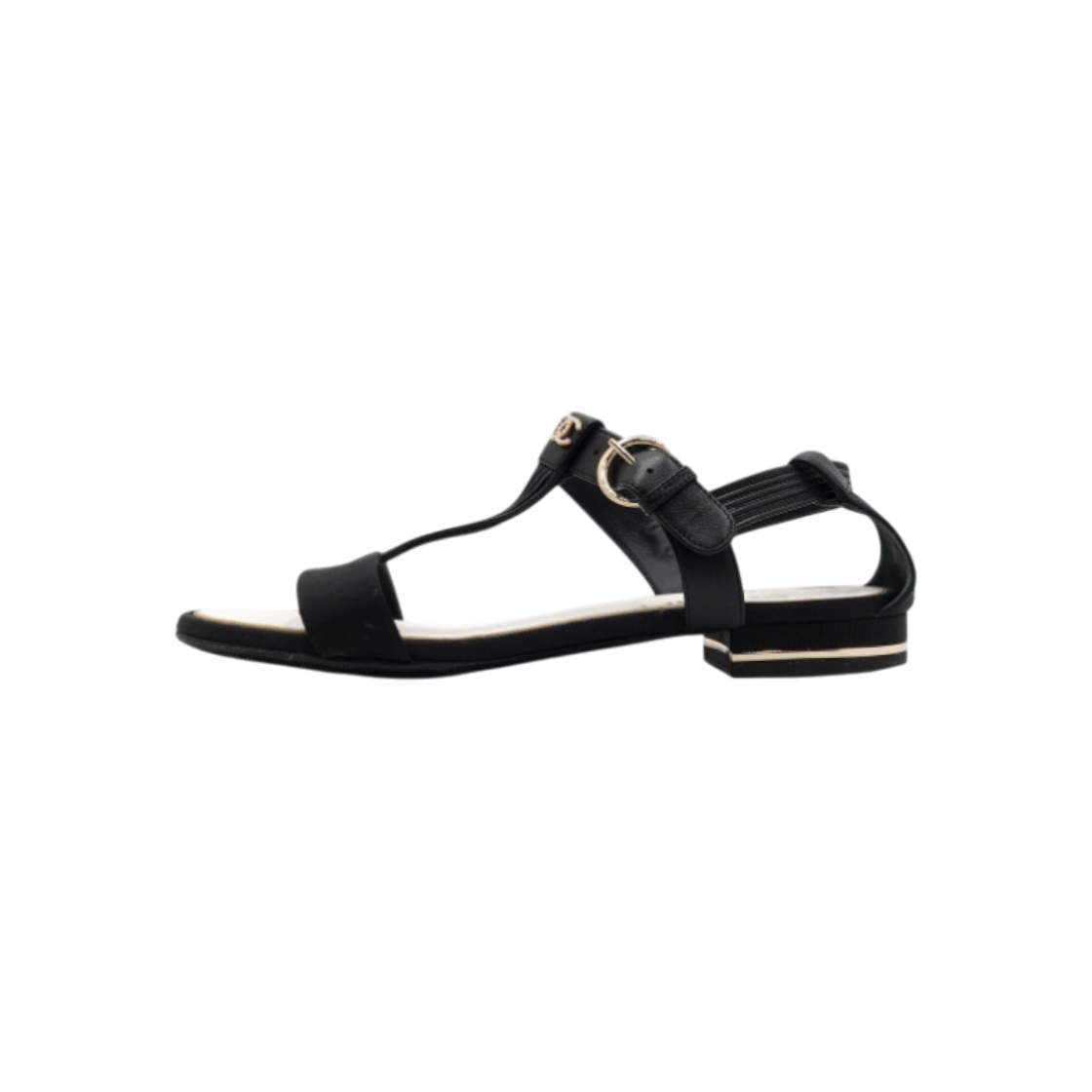 ITGA8RF959AF Chanel Black Pearl CC Logo T-Strap Sandals