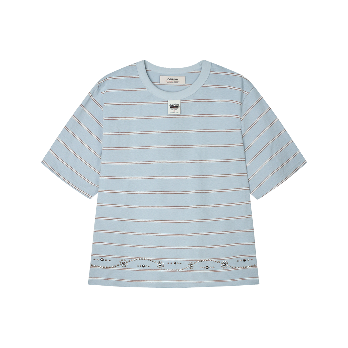 다이리쿠 웨이스트 스터드 보더 H-S 티 아쿠아 - 26SS(Dairiku Waist Studs Border H-S Tee Aqua - 26SS) - 1