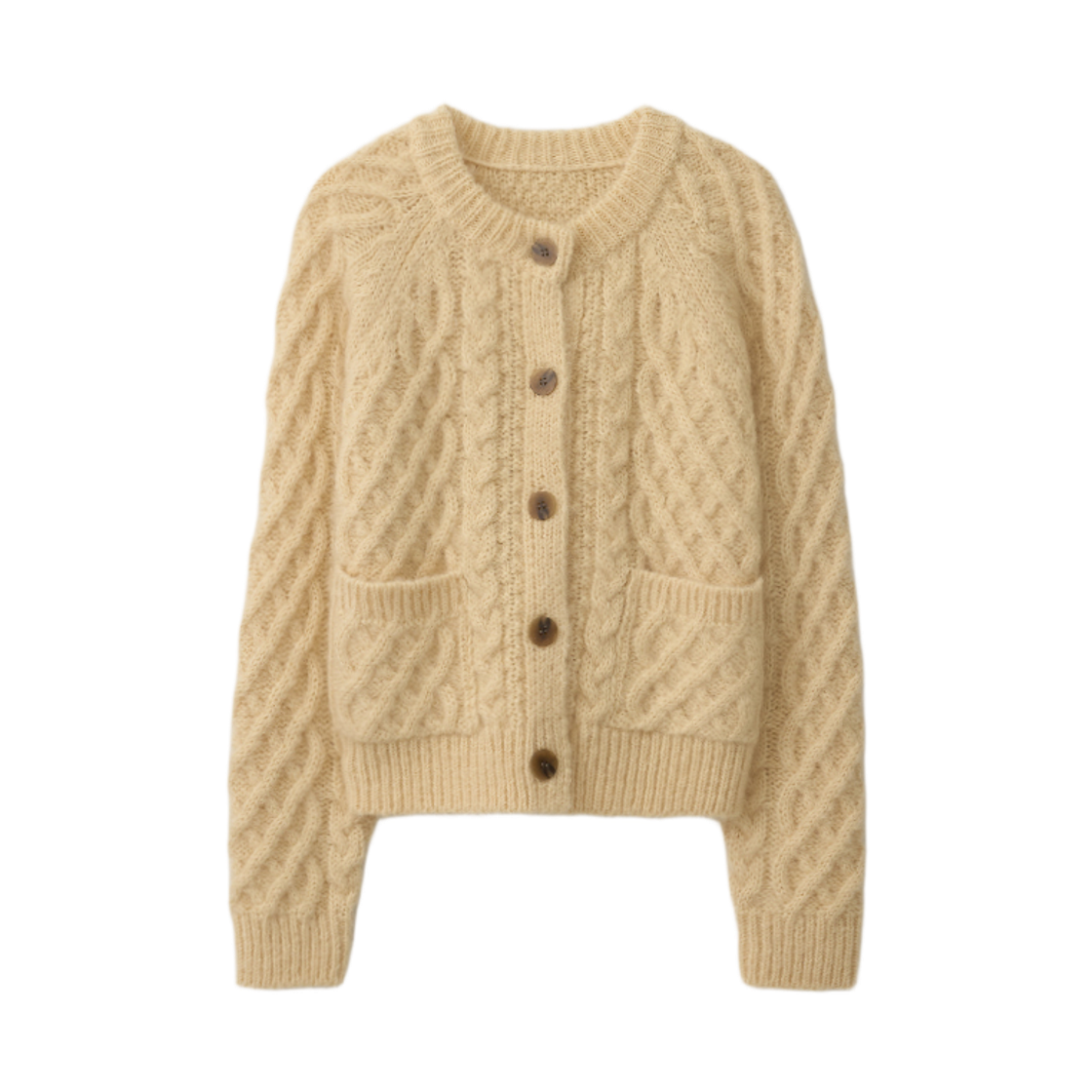 00001 Murmure Diane Kid Mohair Cable Cardigan Cream