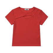 PHOS333 W Slim Fit Slit T-Shirt Red