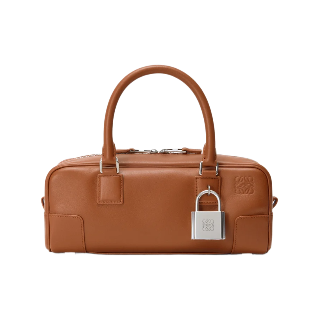 로에베 아마조나 23 크롭 백 샤이니 카프스킨 스쿼럴 브라운 실버(Loewe Amazona 23 Cropped Bag Shiny Calfskin Squirrel Brown Silver)