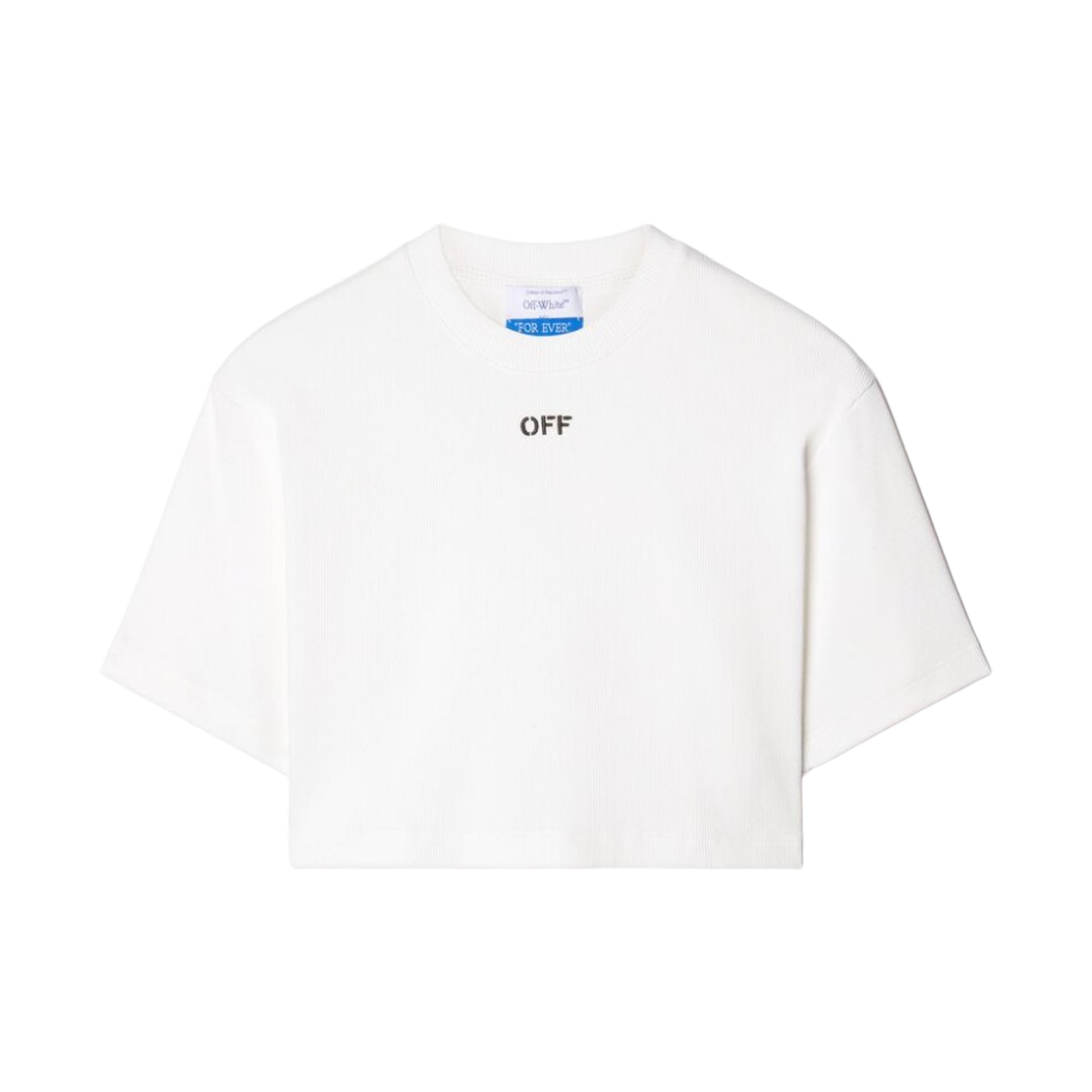 (W) 오프화이트 오프 스탬프 립 크롭 티셔츠 화이트((W) Off-White Off Stamp Rib Cropped T-Shirt White)