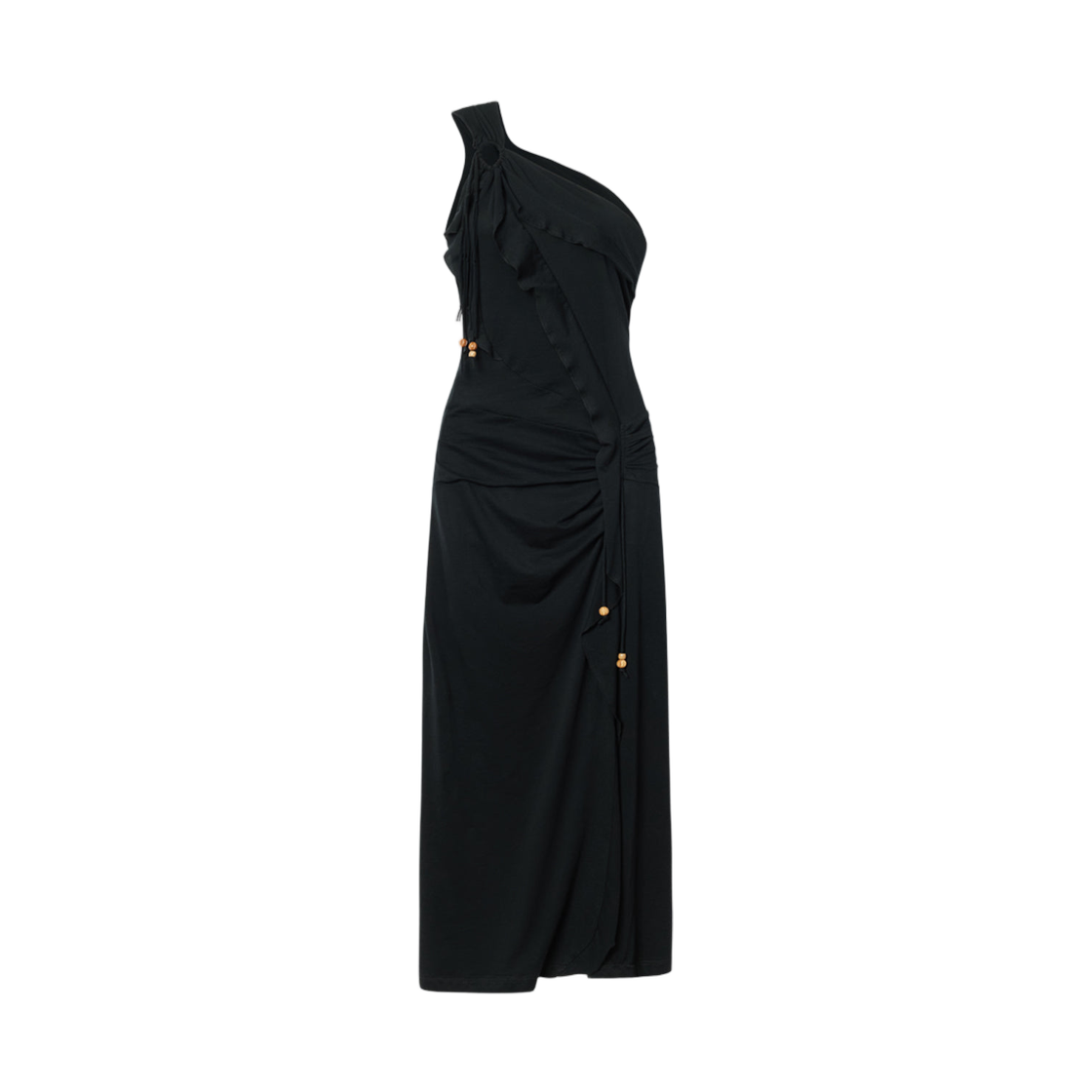 RO1127FB-D2K07I-01BK (W) Isabel Marant Juliane Draped Jersey Midi Dress Black - 26SS