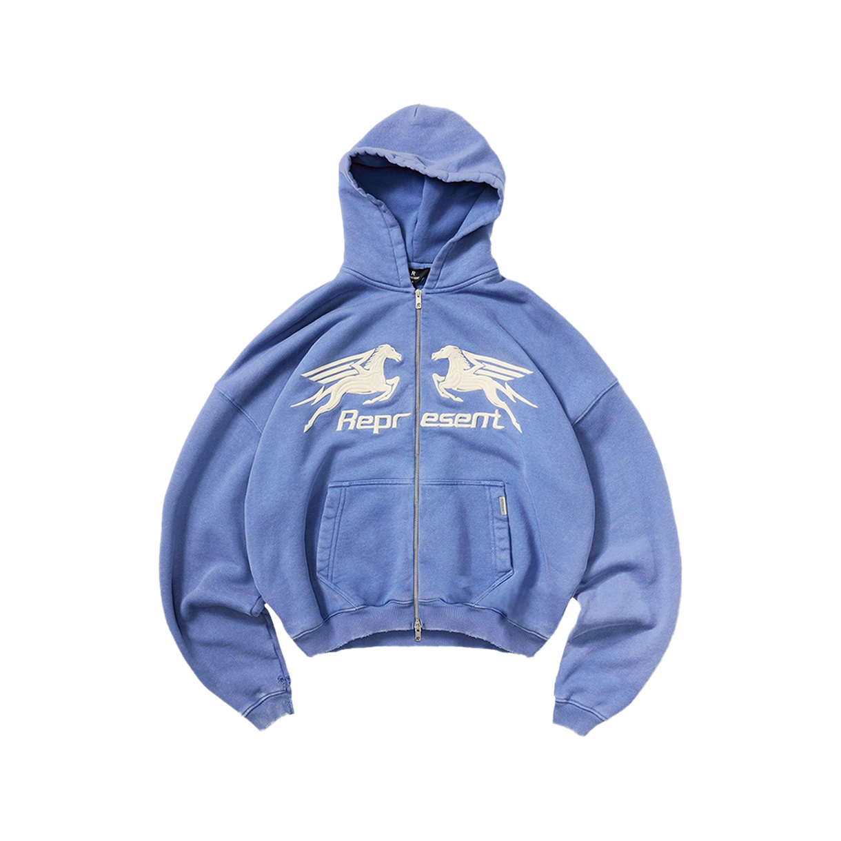 리프레젠트 페가수스 집 스루 후디 인디고 - 26SS(Represent Pegasus Zip Through Hoodie Indigo - 26SS)