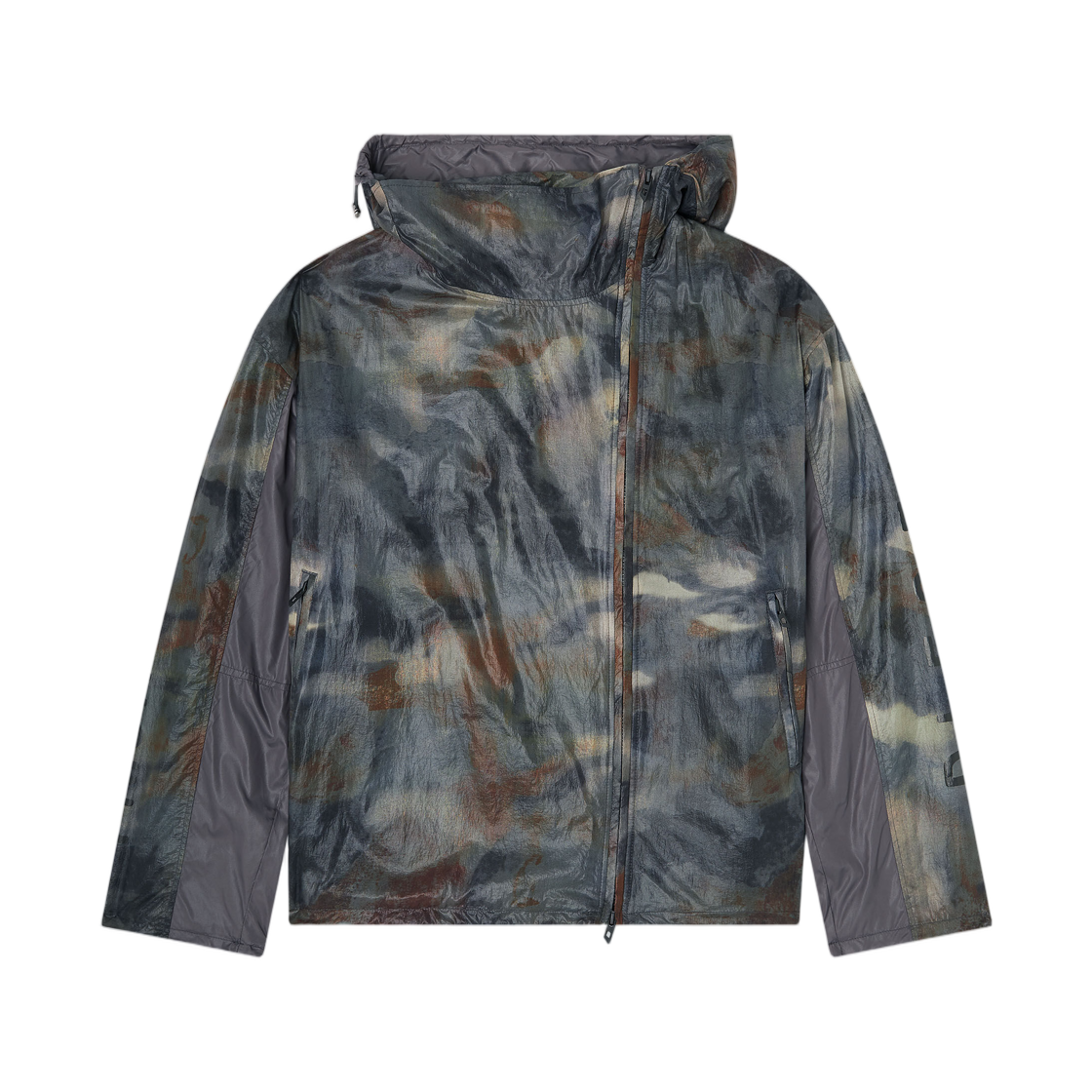 디젤 J-Squad-Bmcx 윈드브레이커 앱스트랙 프린트 블루 브라운(Diesel J-Squad-Bmcx Windbreaker with Abstract Print Blue Brown) - 1