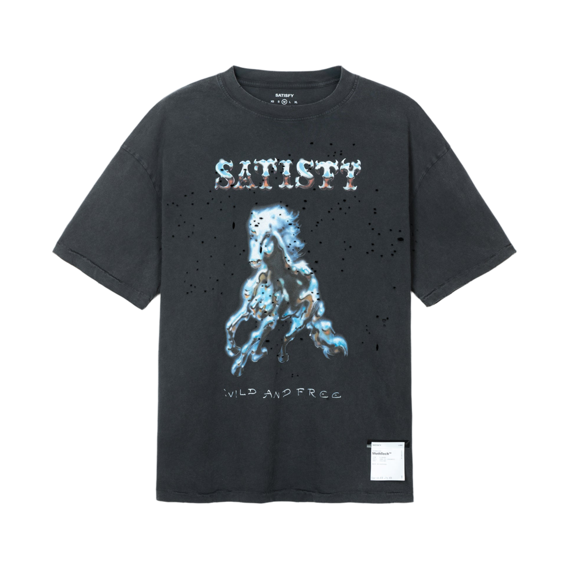 새티스파이 모스테크 티셔츠 에이지드 블랙(Satisfy Mothtech T‑Shirt Aged Black)