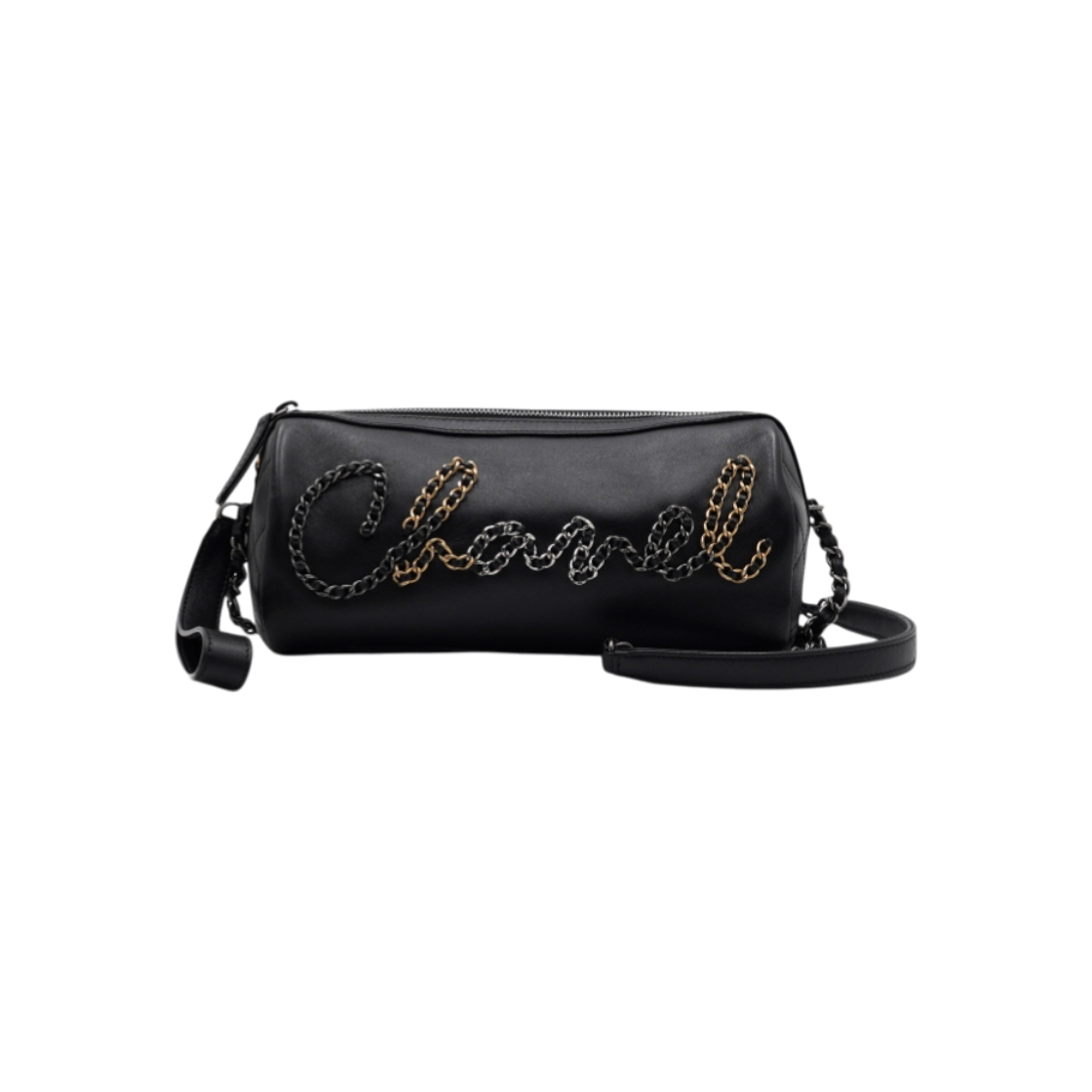 ITWPP4937AQQ Chanel Black Leather Chain Logo Bowling Shoulder Bag & Crossbody Bag