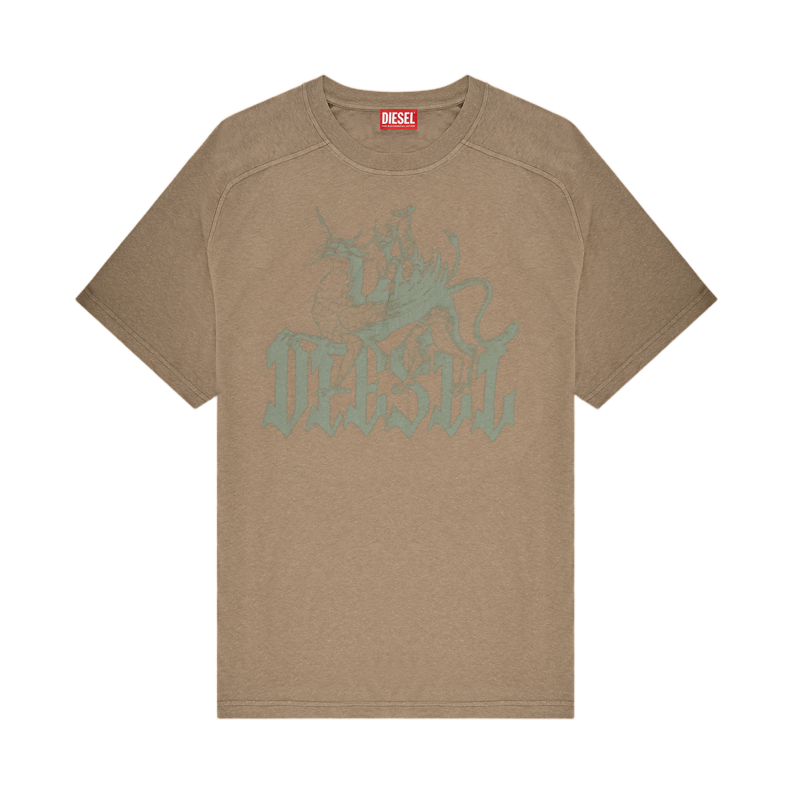 A229980WECP-7ETA Diesel T-Jussi-A Printed T-Shirt In Cotton and Hemp Beige