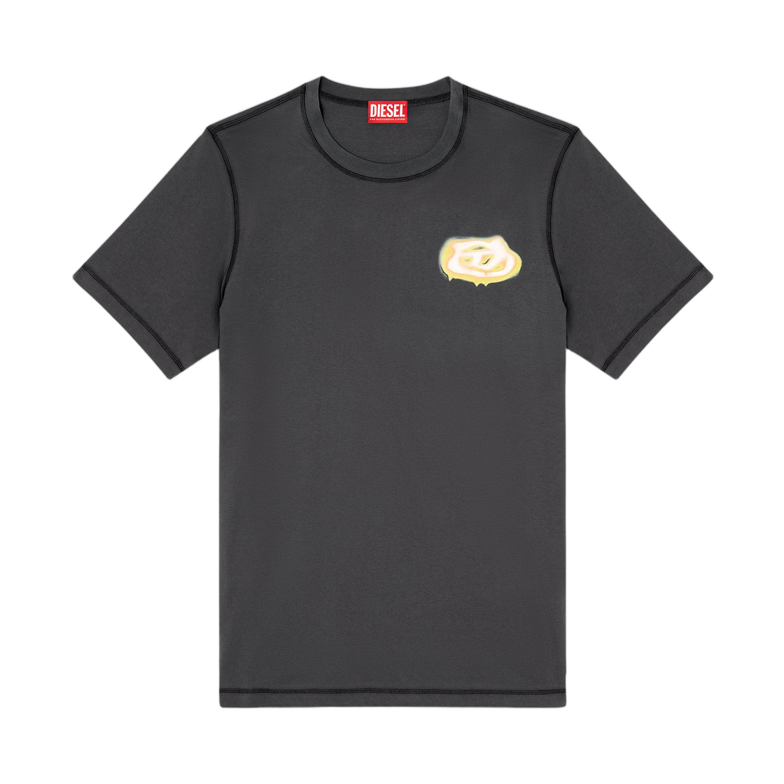 A202840PLAT-93R Diesel T-Adjust-V7 T-Shirt with Contrasting Stitching Dark Grey