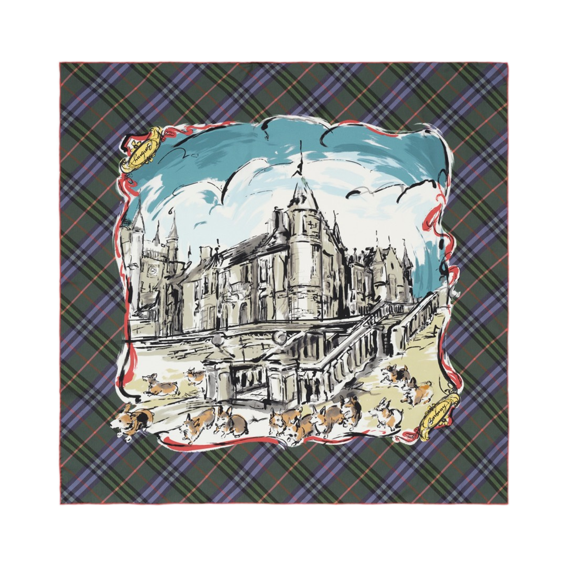 버버리 발모랄 실크 스카프 홀리 그린(Burberry Balmoral Silk Scarf Holly Green)