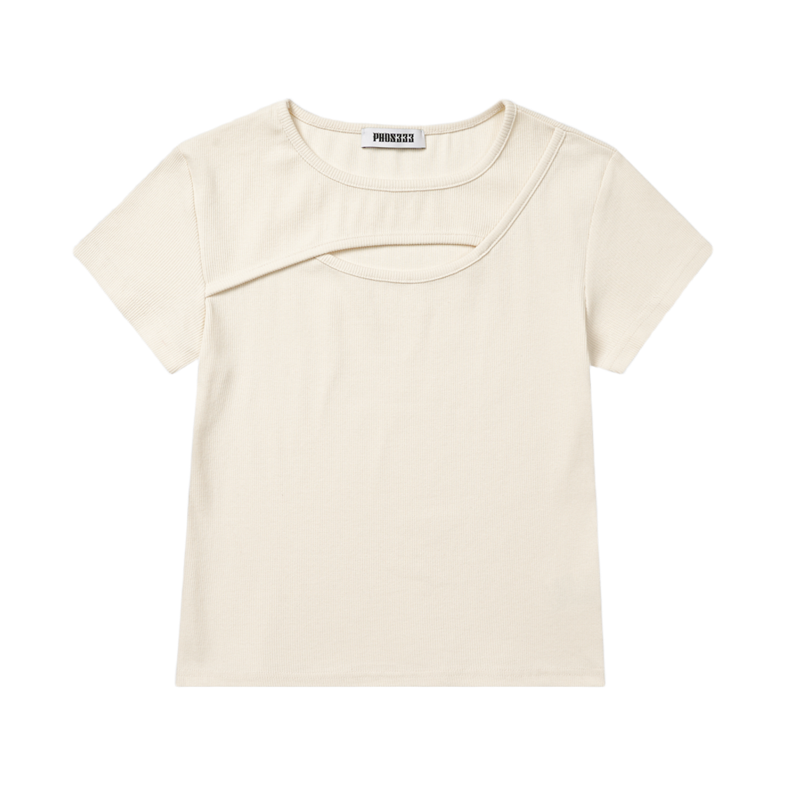 포스333 슬림 핏 슬릿 티셔츠 크림(PHOS333 W Slim Fit Slit T-Shirt Cream)
