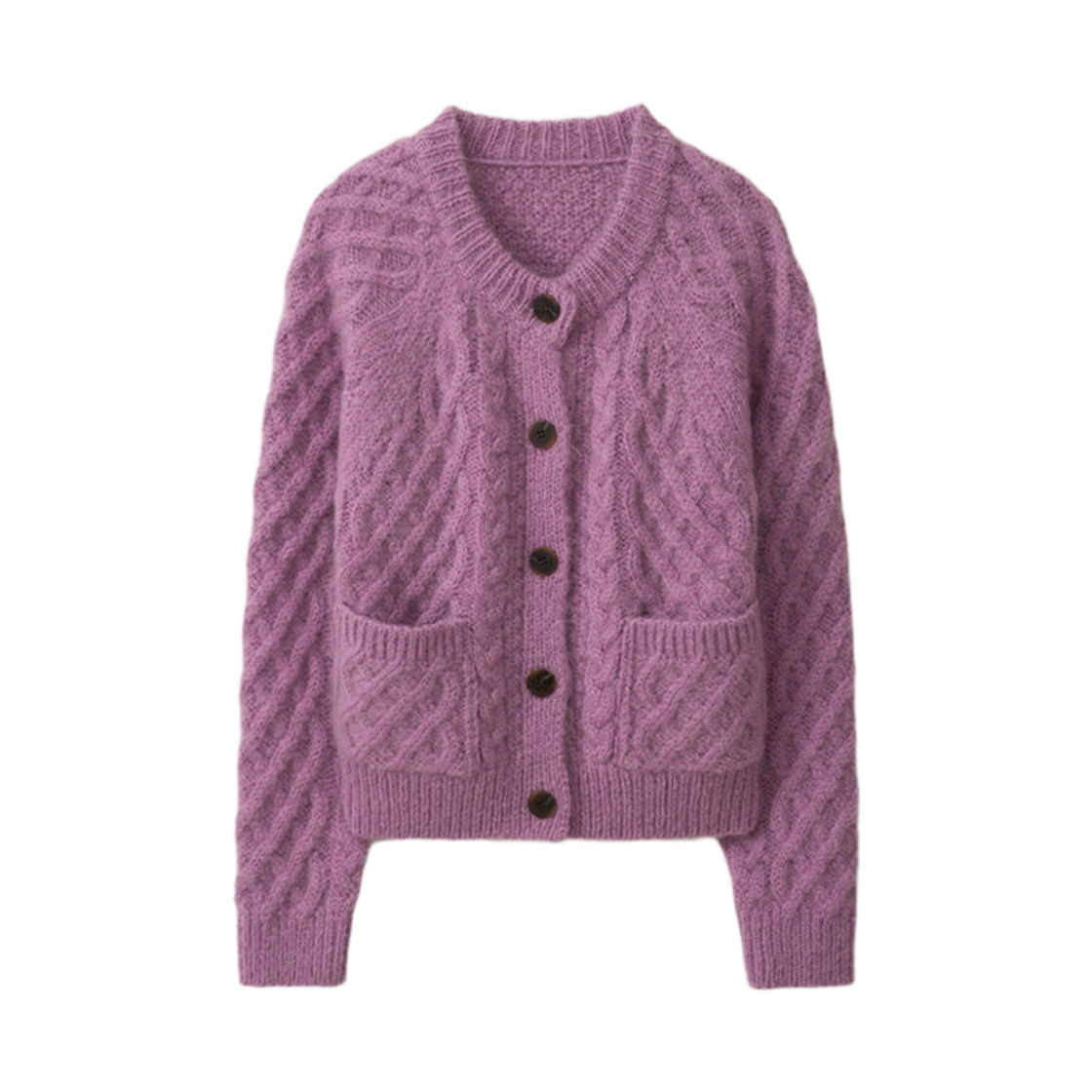 00003 Murmure Diane Kid Mohair Cable Cardigan Lavender