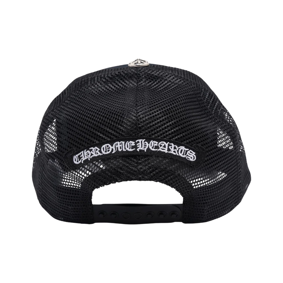 크롬하츠 레더 세메터리 패치 트러커 햇 블랙 블랙(스크롤 라벨 버전)(Chrome Hearts Leather Cemetery Patch Trucker Hat Black Black (Scroll Label Ver.)) - 2
