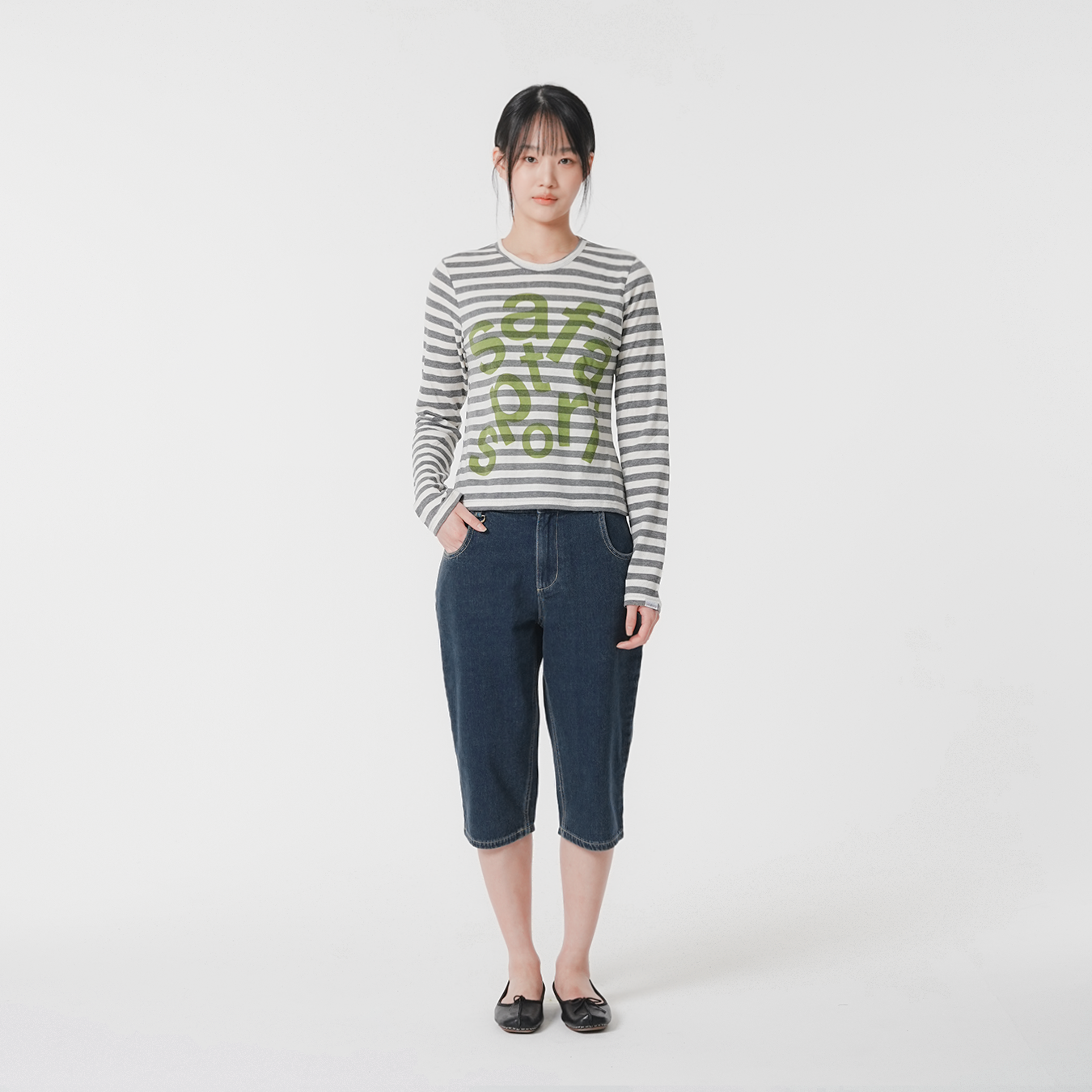 [KREAM 단독] 사파리스팟 우먼 1/2 티켓팅 스트라이프 보더 티 그레이([KREAM 단독] Safarispot Women 1/2 Ticketing Stripe Border Tee Gray) - 3