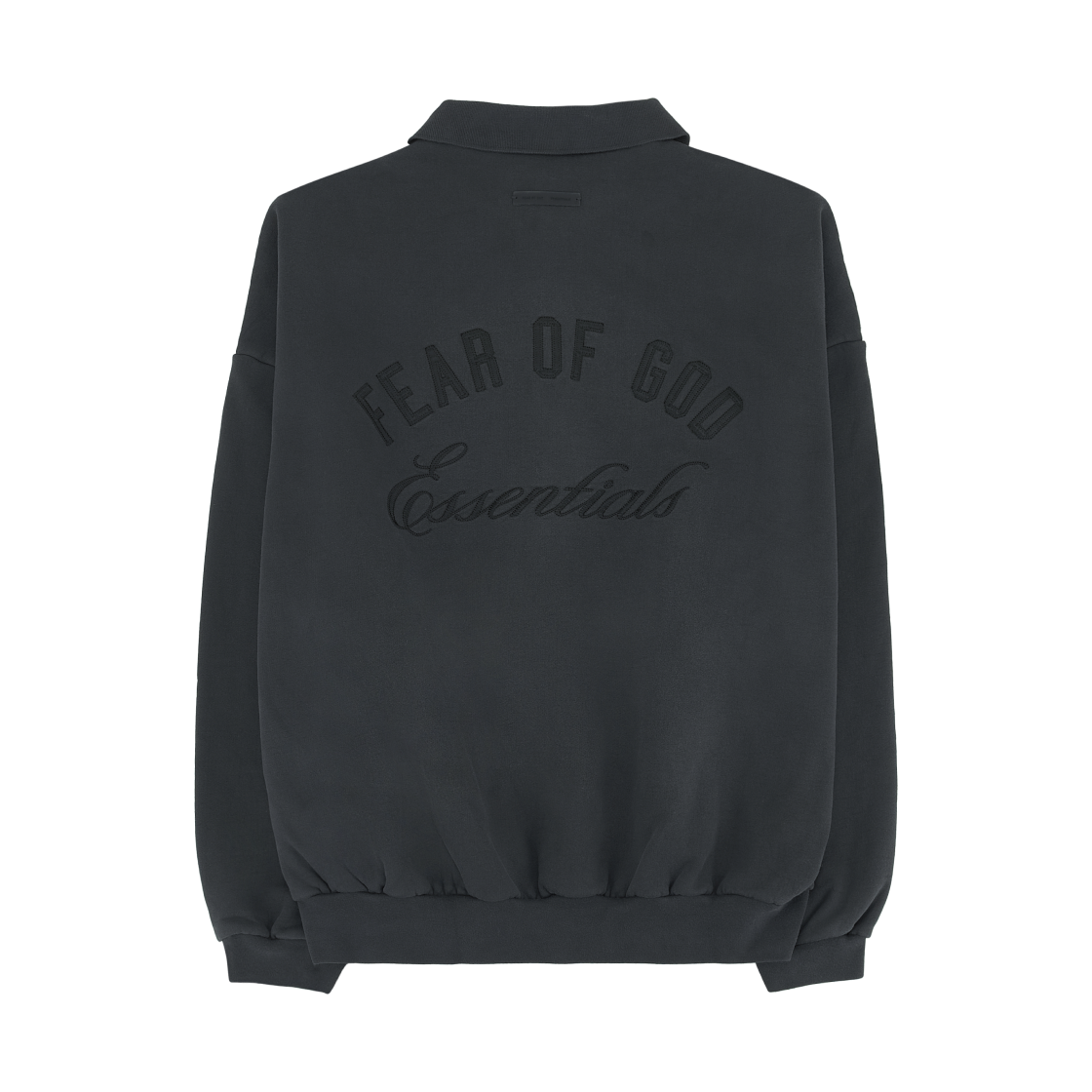 - Essentials Embroidered Classic Polo Sweatshirt Vintage Black - 25FW