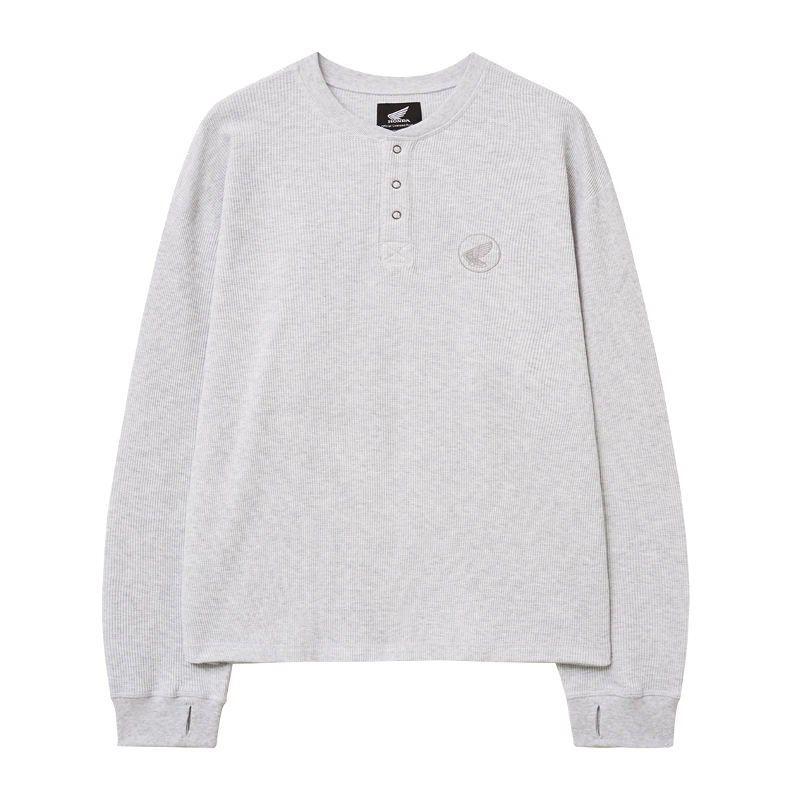 HGS1LS303AWH Honda Waffle Henry Neck Long Sleeve White