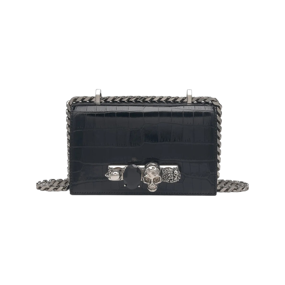 알렉산더 맥퀸 미니 쥬얼 사첼 백 블랙 실버(Alexander McQueen Mini Jewelled Satchel Bag Black Silver)