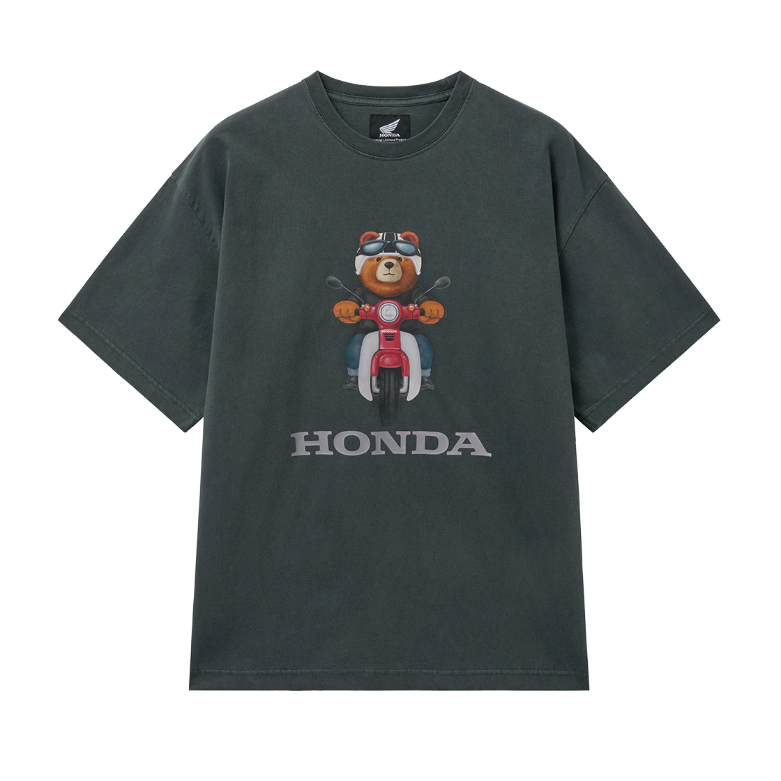 HGM1SS328BCH Honda Super Cub Ride Bear Short Sleeve Charcoal