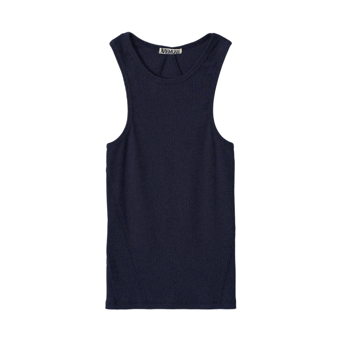 (W) 아비에무아 에센셜 오블리크 라인 로고 슬리브리스 탑 네이비((W) Aviemuah Essentials Oblique Line Logo Sleeveless Top Navy)