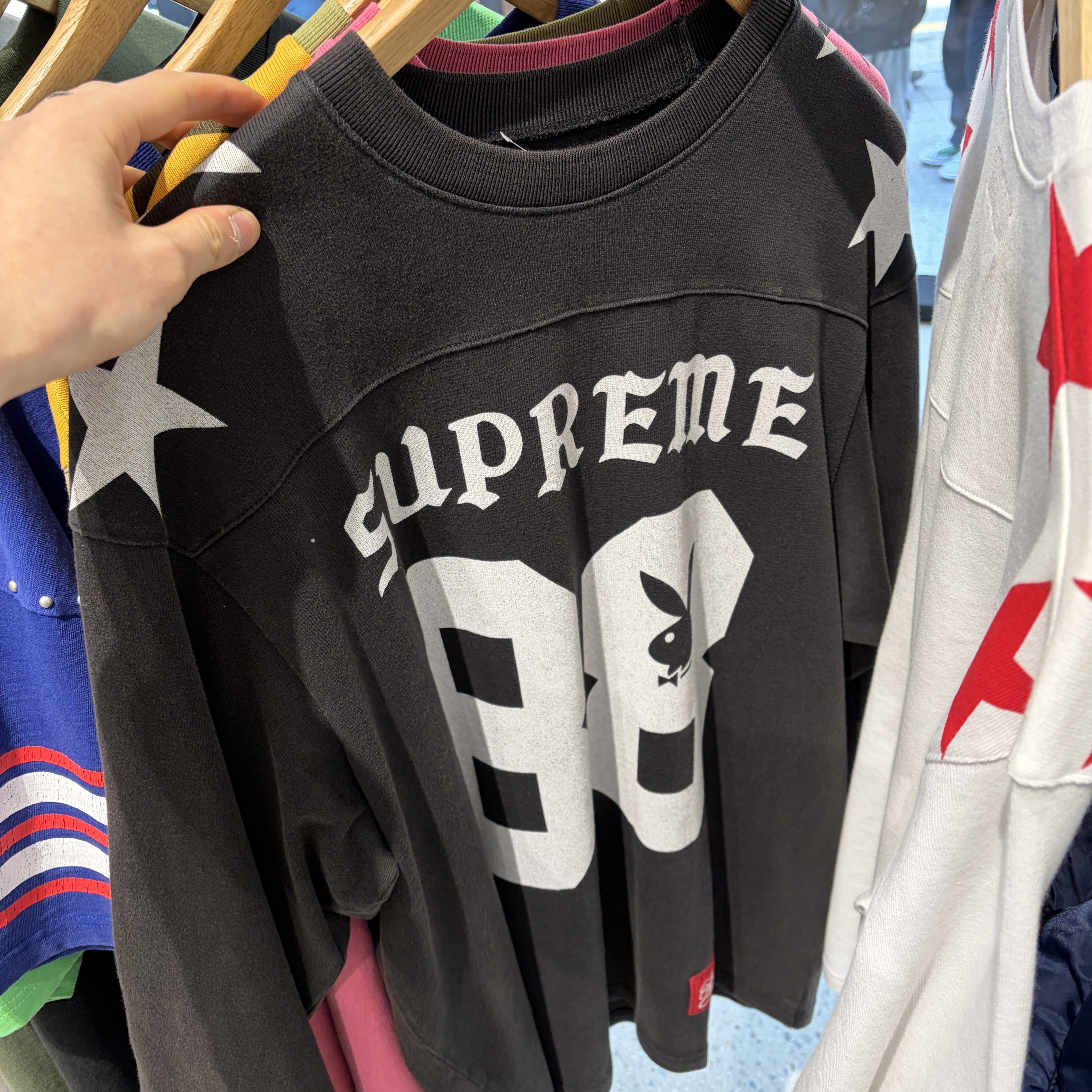 Supreme x Playboy L/S Football Top Black - 26SS 착용 스타일