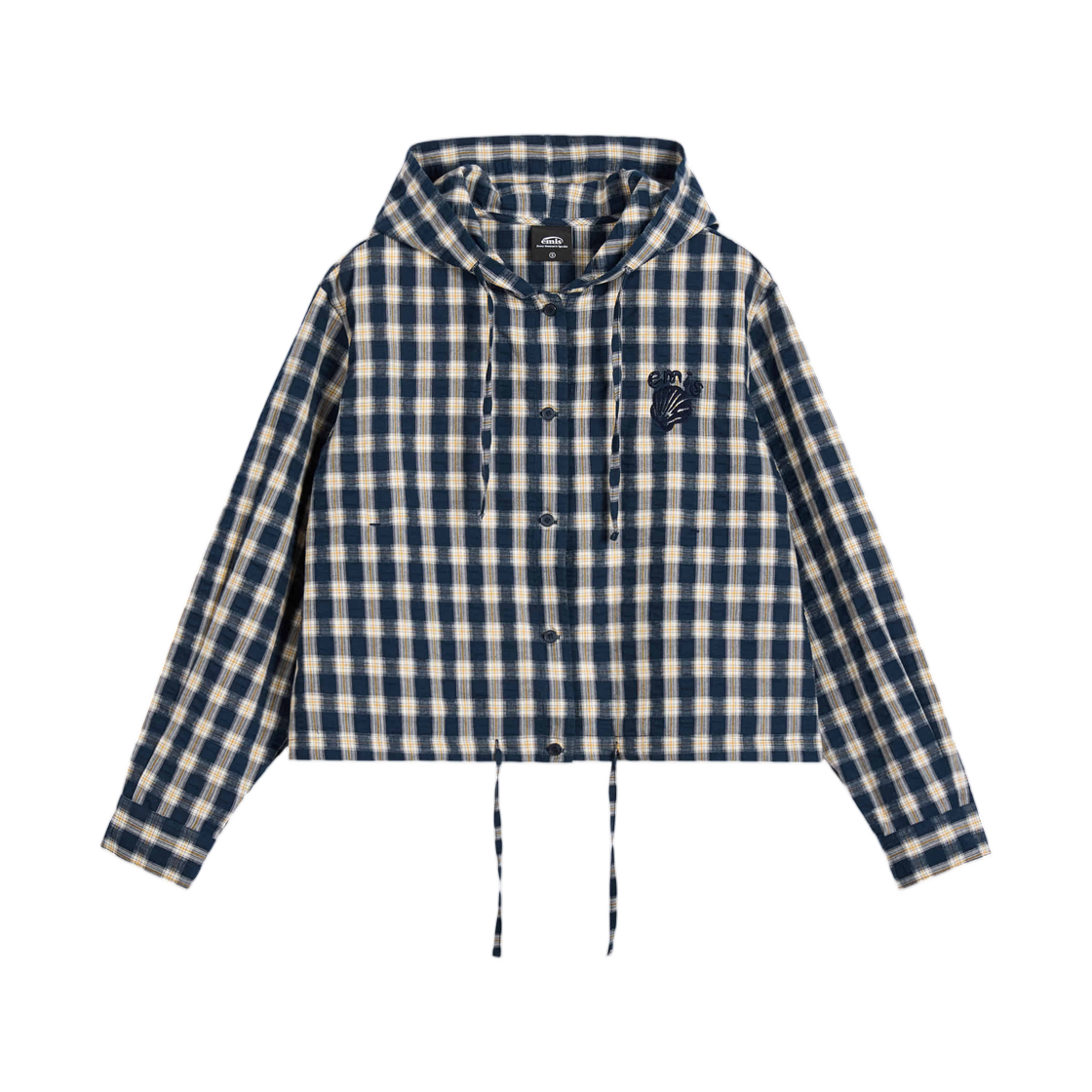 이미스 후드 체크 셔츠 네이비(Emis Hooded Check Shirt Navy)