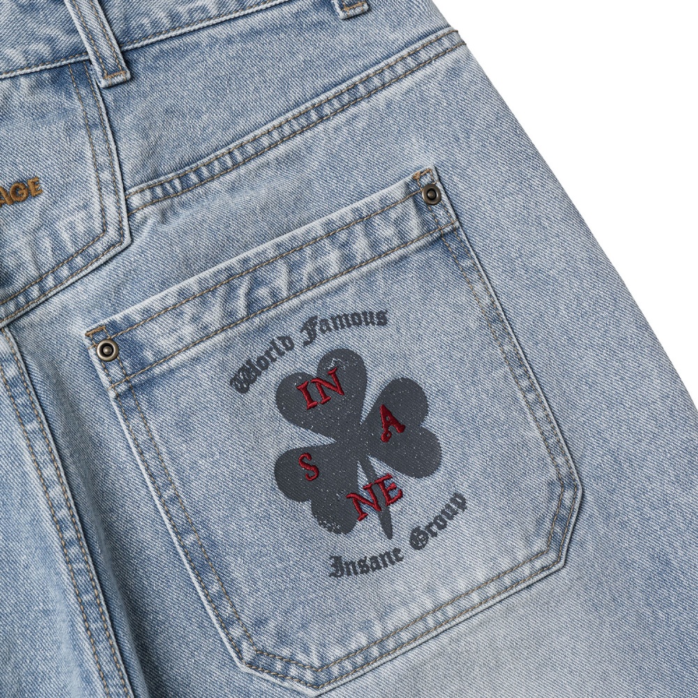 인세인개러지 인세인 그래픽 데님 팬츠 - 라이트 블루(INSANE GARAGE Insane Graphic Denim Pants_Light Blue) - 3