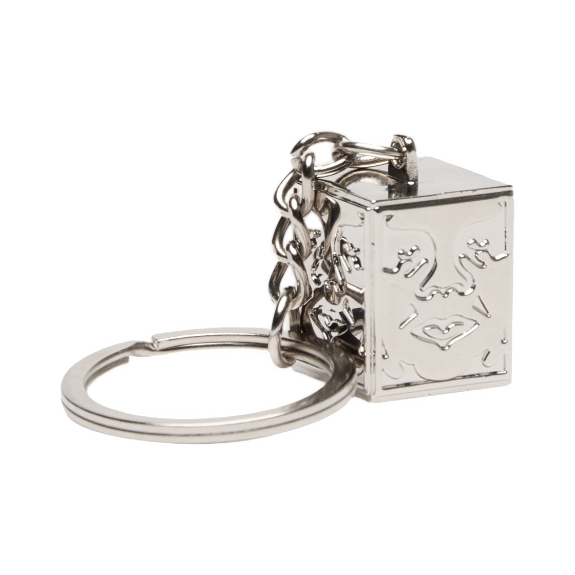 오베이 아이콘 페이스 큐브 키체인 실버(Obey Icon Face Cube Keychain Silver)