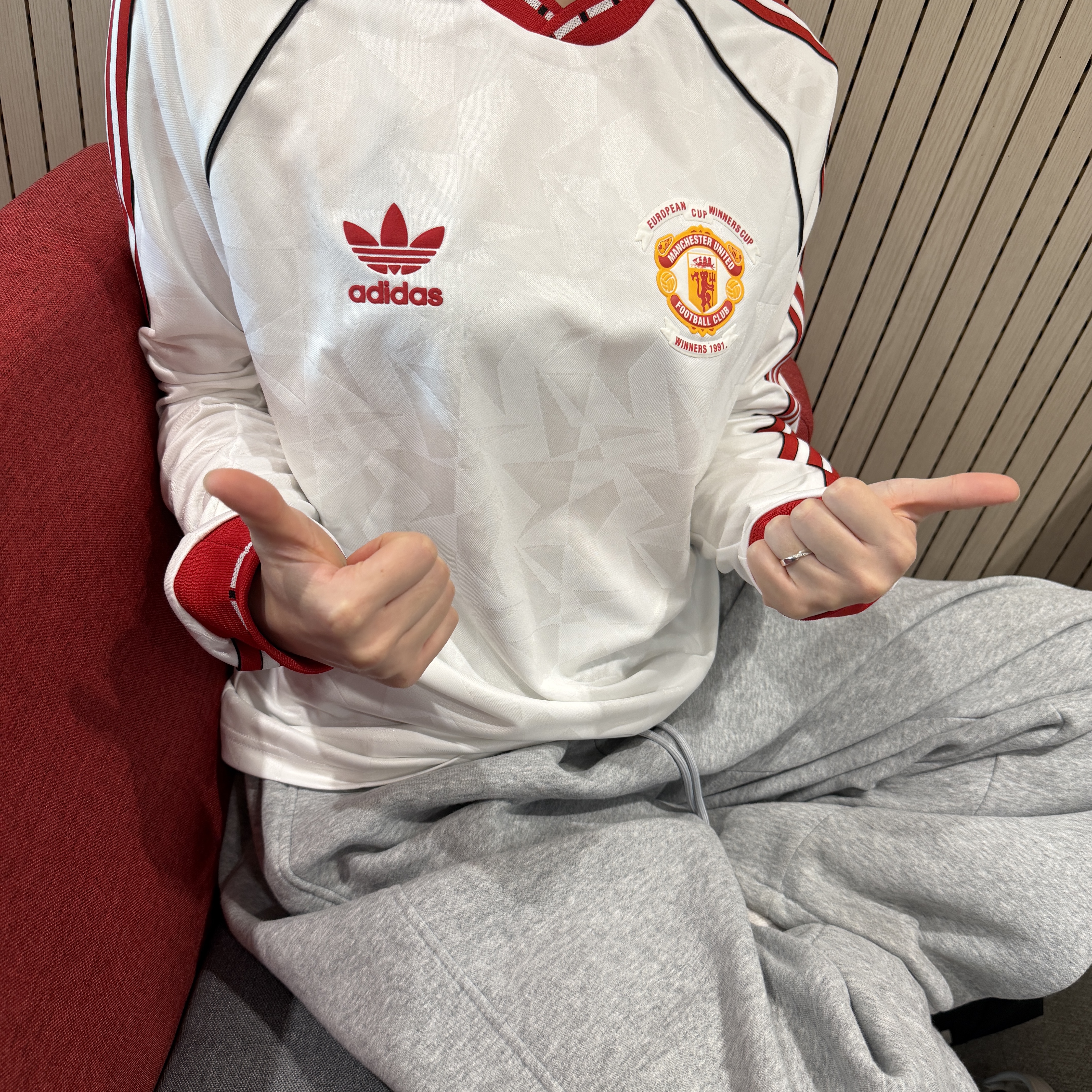 Adidas Manchester United 91 Away Long Sleeve Jersey White - KR Sizing 착용 스타일
