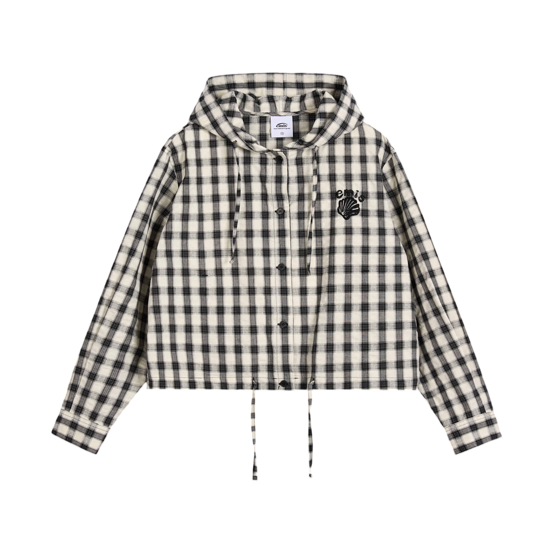 이미스 후드 체크 셔츠 아이보리(Emis Hooded Check Shirt Ivory)
