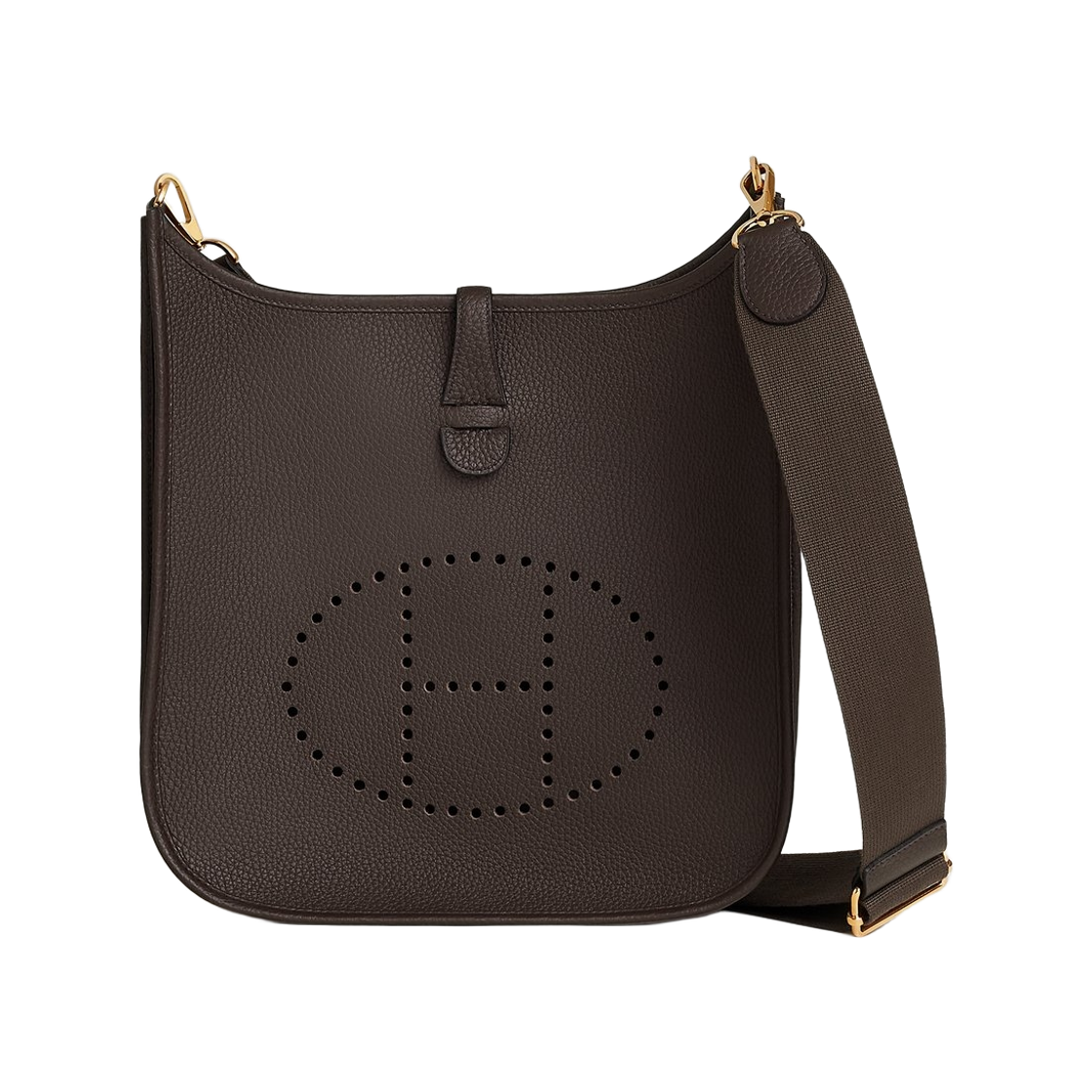 H056277CCT3 Hermes Evelyne III 29 Bag Clemence & Gold Bai Brun