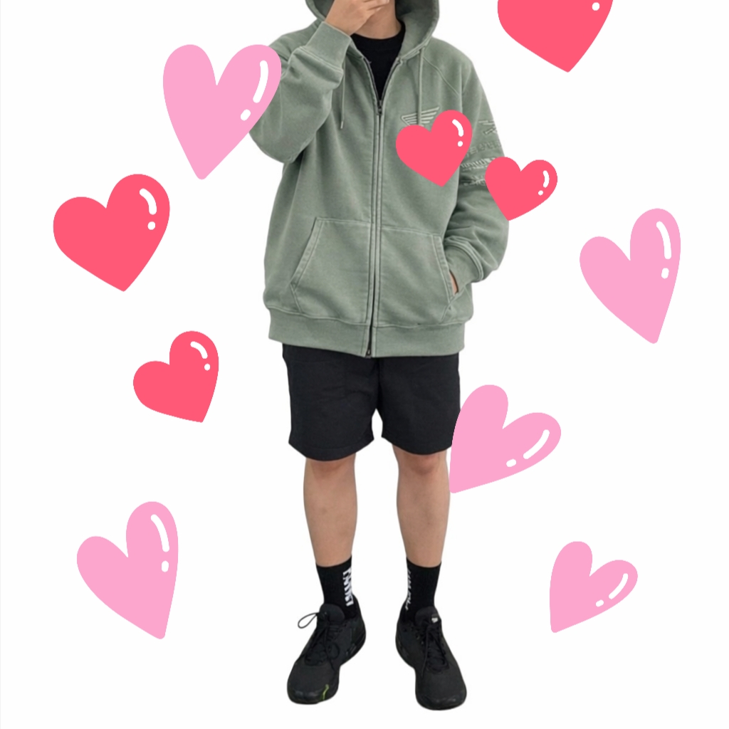 Honda Racing Hoodie Cap Zip-up_Khaki 착용 스타일