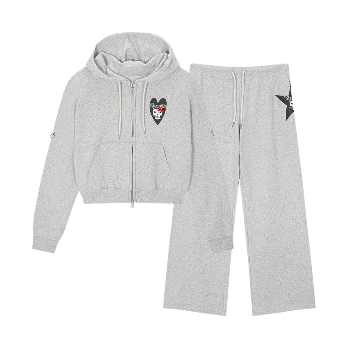 HF26APK002GR HIGHTIDE FRANKIE Meowsfits Hoodie Pants Set Gray