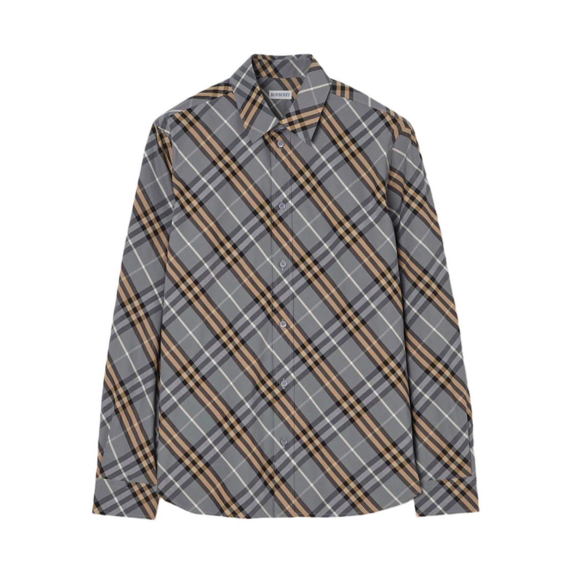 8123670 Burberry Regular Fit Check Cotton Shirt Wave Blue