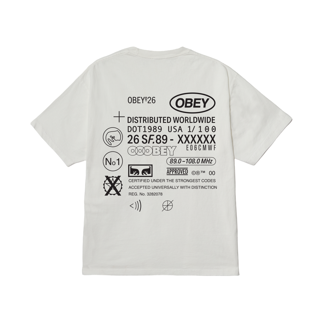 오베이 코드 피그먼트 티셔츠 피그먼트 빈티지 화이트(Obey Code Pigment T-Shirt Pigment Vintage White)
