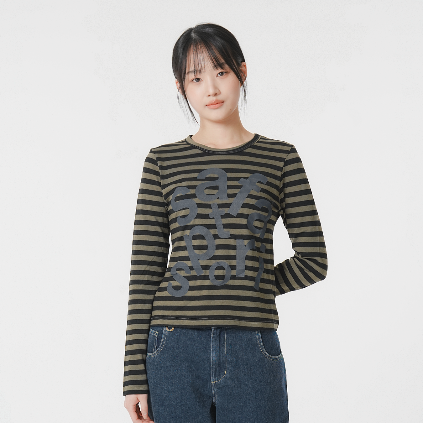 [KREAM 단독] 사파리스팟 1/2 티켓팅 스트라이프 보더 티 올리브([KREAM 단독] Safarispot 1/2 Ticketing Stripe Border Tee Olive) - 2