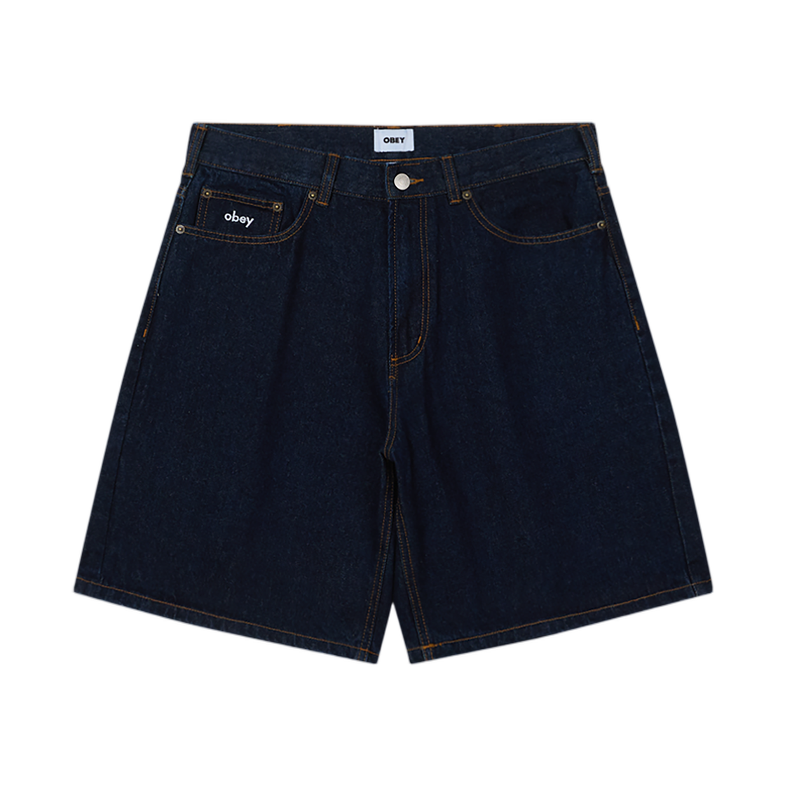 오베이 빅윅 배기 데님 쇼츠 린스 인디고(Obey Bigwig Baggy Denim Short Rinse Indigo)