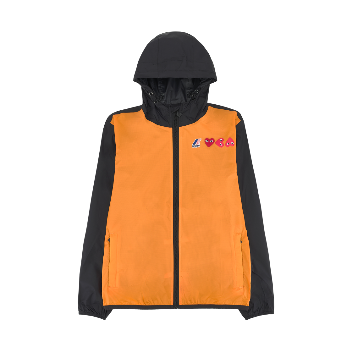플레이 꼼데가르송 x 까웨 풀 집 자켓 오렌지 블랙(Play Comme des Garcons x K-Way Full Zip Jacket Orange Black)