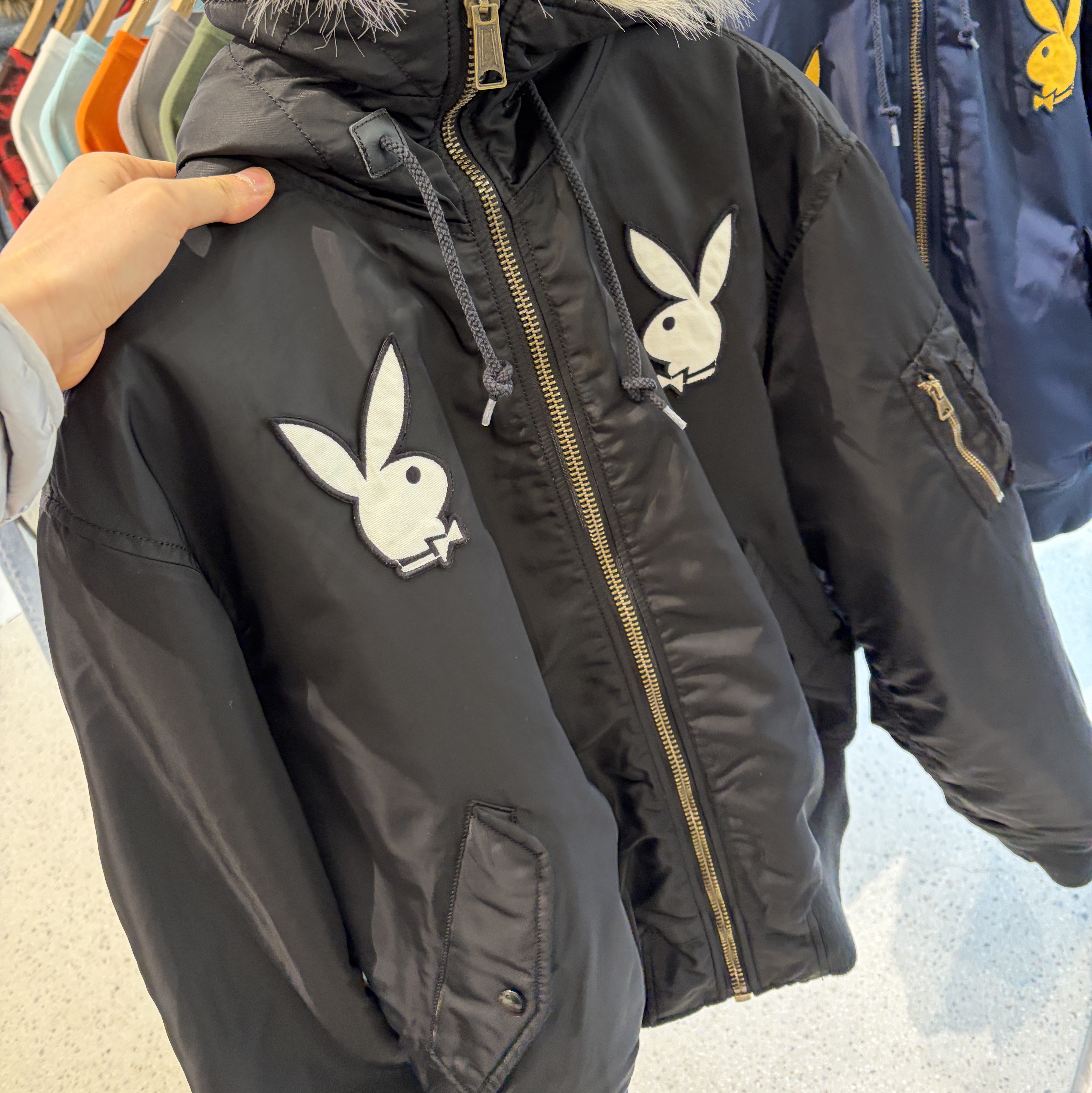 Supreme x Playboy Hooded MA-1 Black - 26SS 착용 스타일