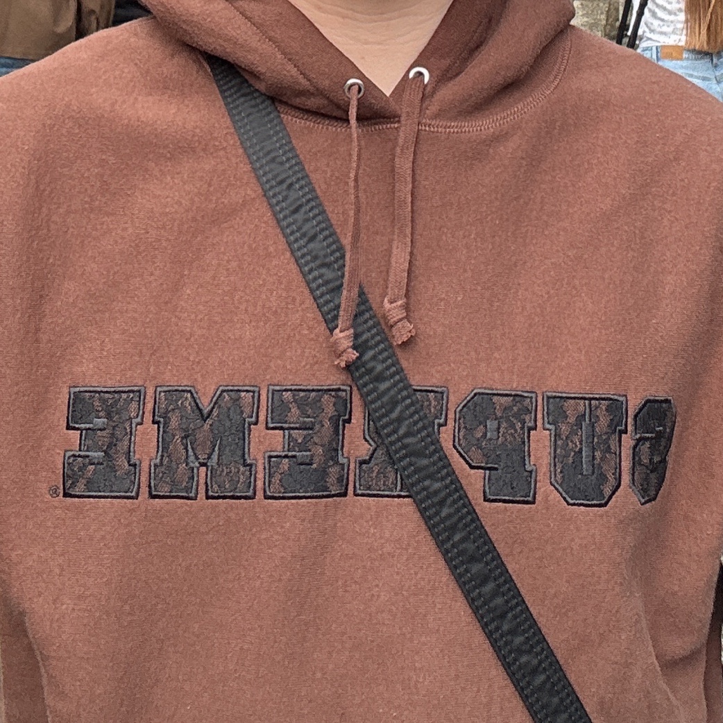 Supreme Lace Hooded Sweatshirt Light Dark Brown - 22SS 착용 스타일
