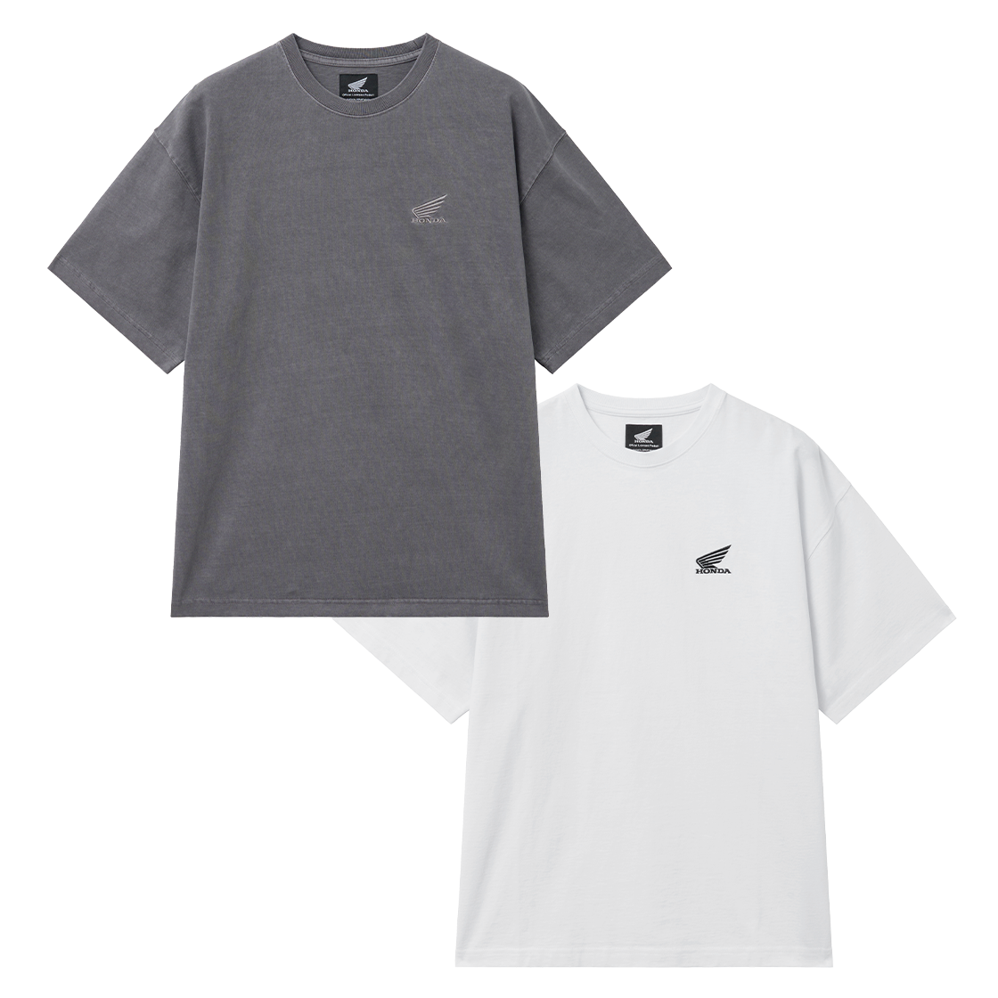 혼다 [2Pack] 오리지널 윙 로고 피그먼트 반팔 티셔츠 차콜 & 화이트