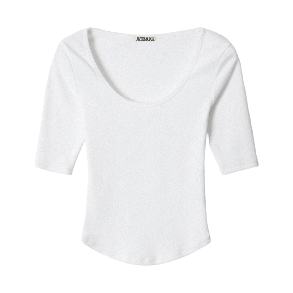 (W) 아비에무아 에센셜 딥 넥 슬림 티셔츠 아이보리((W) Aviemuah Essentials Deep Neck Slim T-Shirt Ivory) - 1